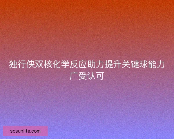 独行侠双核化学反应助力提升关键球能力广受认可